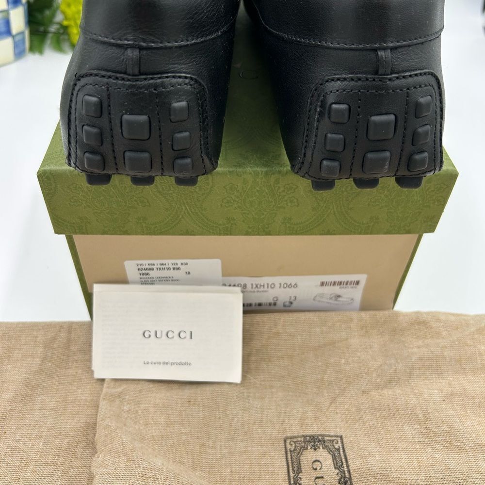 Men’s Gucci atrton web, striped leather driver loafers size 13 fits 13.5 US - Picture 6 of 10